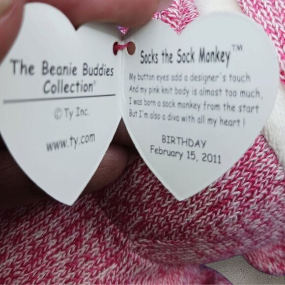 Ty Beanie Buddies Socks The Sock Monkey Plush Toy Collectible "16" - Picture 6 of 6